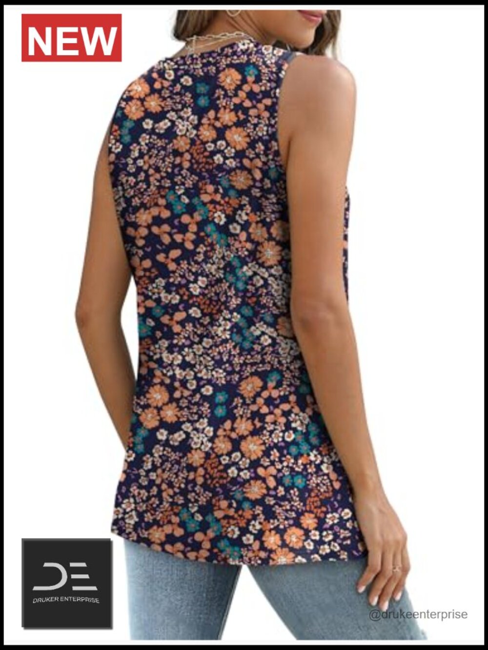 Eyelet Loose Casual Tank Top Crew Neck Sleeveless Summer Top - Picture 5 of 6